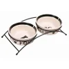 tx24641 dog set 2 ciotole ceramica + supporto 15cm 6lt