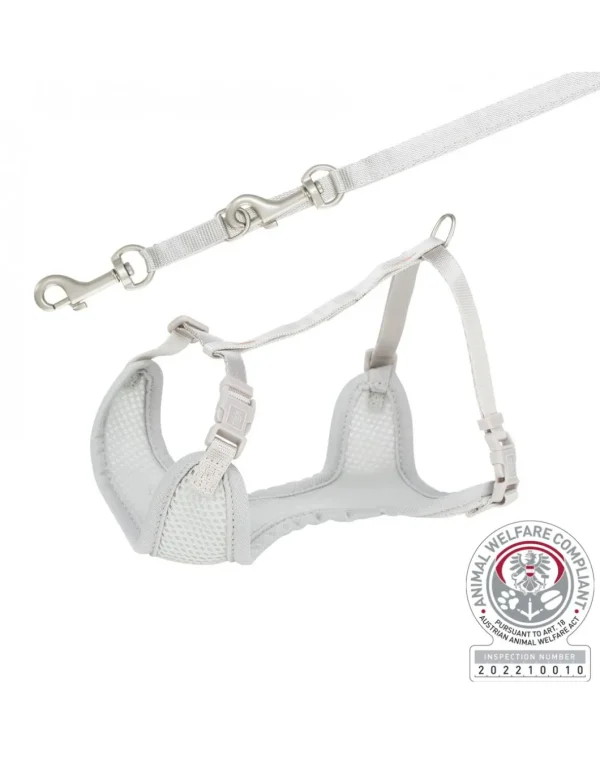 tx15570 pettorina cane junior morbida con guinzaglio grigio chiaro m-l