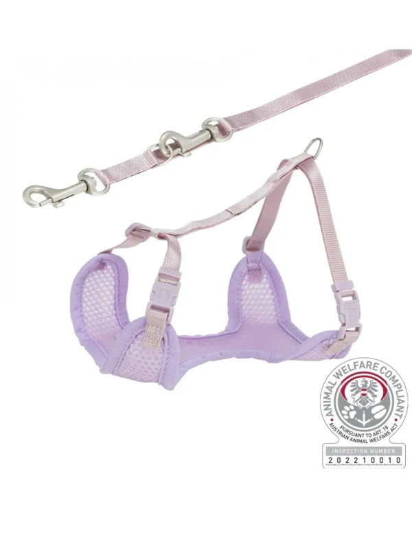 tx15574 pettorina cane junior morbida con guinzaglio lilla m-l