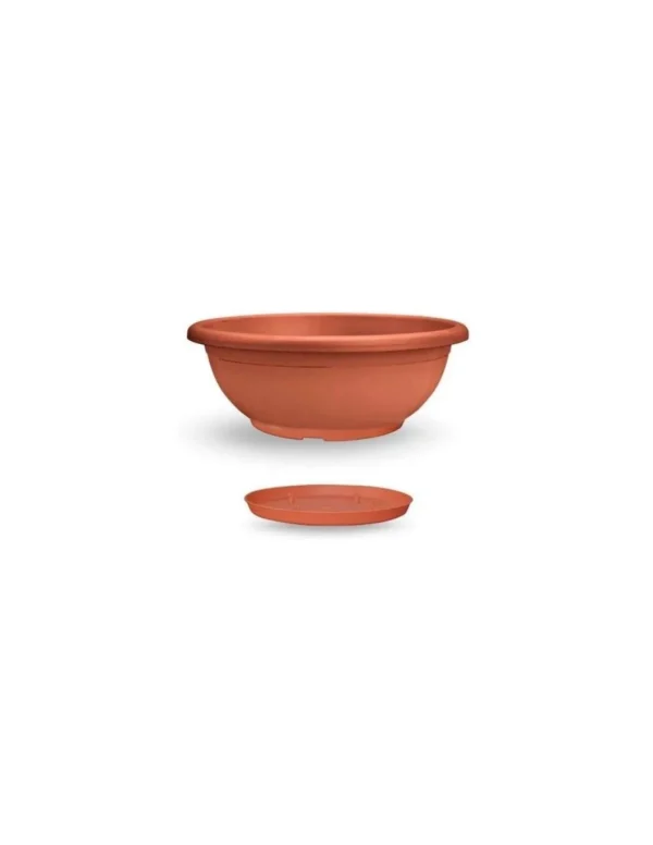 veca ciotola naxos 50cm con sottovaso ad incastro terracotta